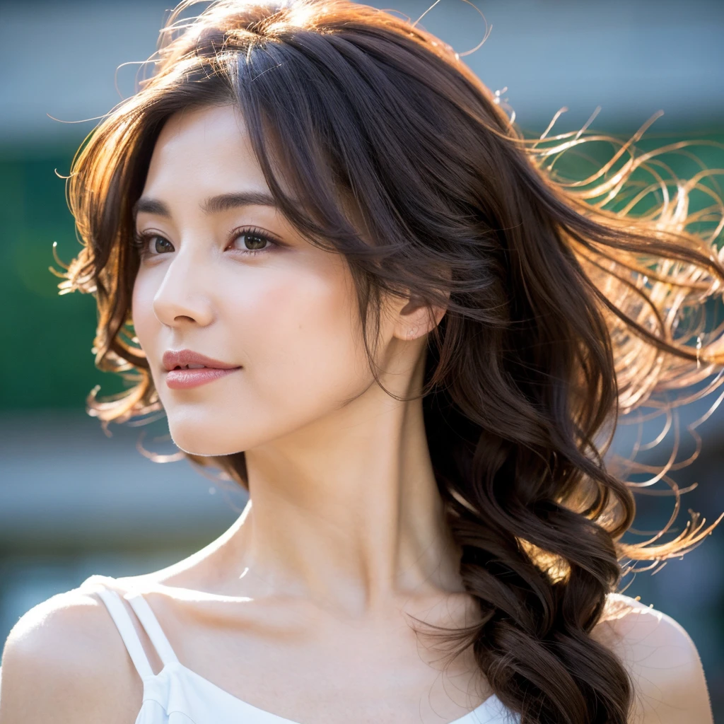 Beautiful mature woman with beautiful wavy long hair, Sexy Mature, Ultra-high resolution,(Realistic:1.4), ((Highest quality)), ((masterpiece)), (be familiar with),