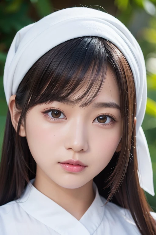 High-quality, ultra-realistic portraits。She has a face that is both cute and pure.、((It has a rounded and gentle contour))。(Eyes are large、Her clear eyes are distinctive、The nose is small and well-formed。Lips in natural color、Modest thickness)。The skin is transparent、Has a healthy glow。Makeup is natural、She uses thin foundation and subtle lip color.。The lighting is soft and natural.、Accentuating facial features、Does not emphasize shadows。The background is simple and has a blurred gradient.、Focus on the face。