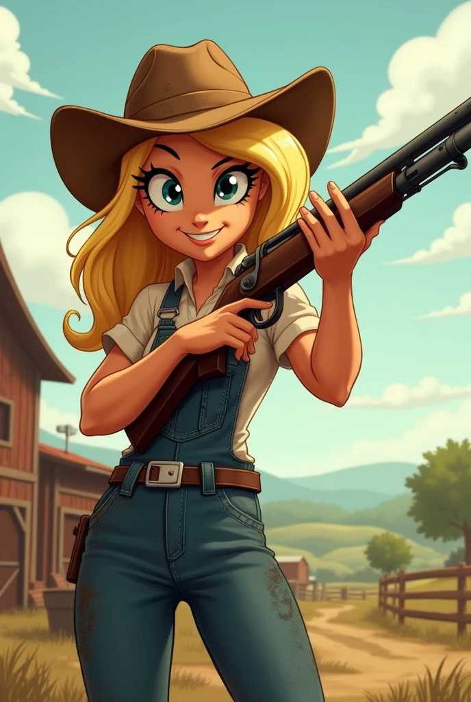 Applejack from Equestria girls with a rifle