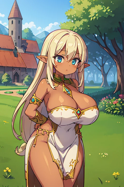 (tanned elf:1.2), (high fantasy slave outfit beige torn dress:1.2), (farm barn:1.2), (high resolution:1.2), (huge tits:1.2), tall, tall female, mature female, thick thighs, wide hips, ((tall)), ((tall female)), ((mature female))