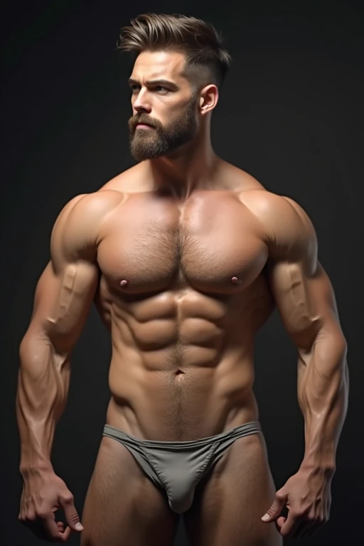 Masterpiece、Highest quality、Super fine、Fine、High resolution、Detailed face、Detailed eyes、Detailed lips、Detailed muscles、Abdominal muscles、Pectoral muscle、Realistic、A man with thick chest hair and abdomen