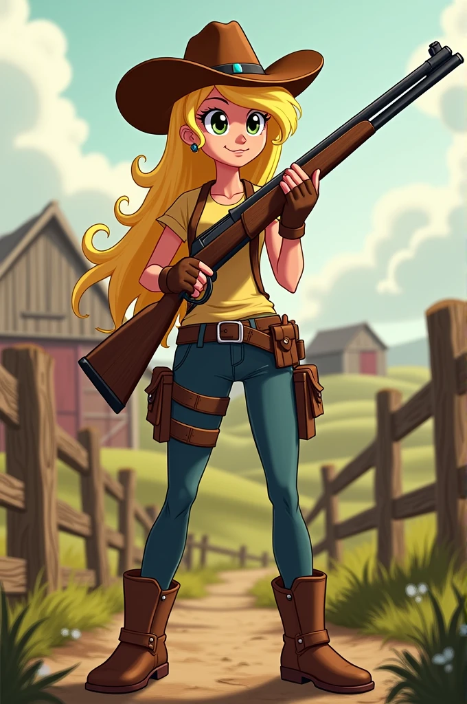 Applejack with a rifle (equestria girls version)