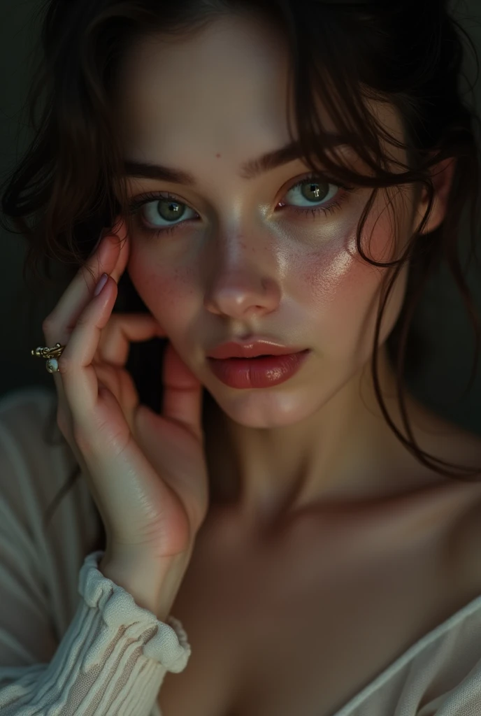 , Sweat, vapor, Mid-chest, shy, Detailed hands, A light smile, View your viewers,