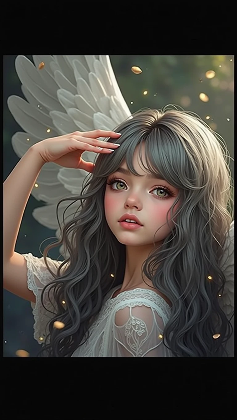 Melissa was an extraordinarily beautiful girl, she had a kind of angelic energy, Her hair is cream or ivory with sky blue streaks with bangs, it's long to her lower back, it's straight but slightly wavy, and her eyes are hazel but slightly greenish, She's fair-skinned. She was also tall 1,70
