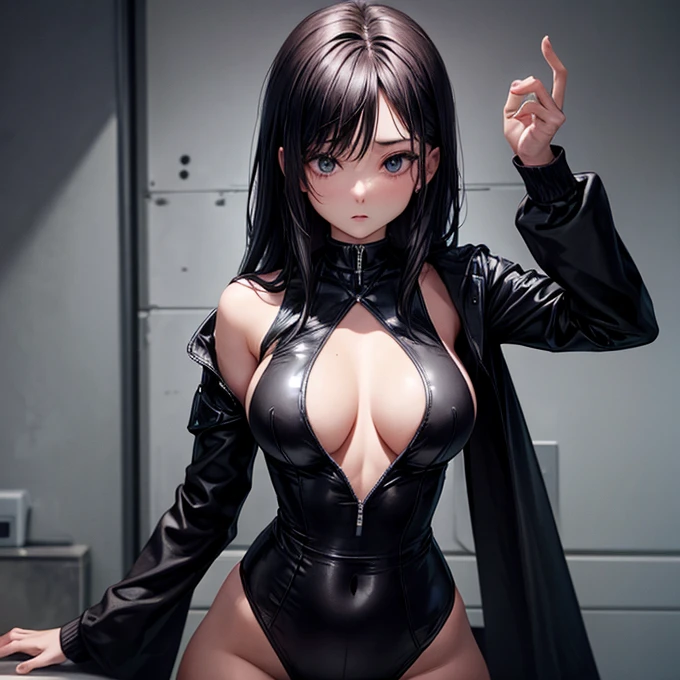 she is wearing black clothes, Exactly, High Cut Bodysuit. Women's Boxing Tifa Lockhart