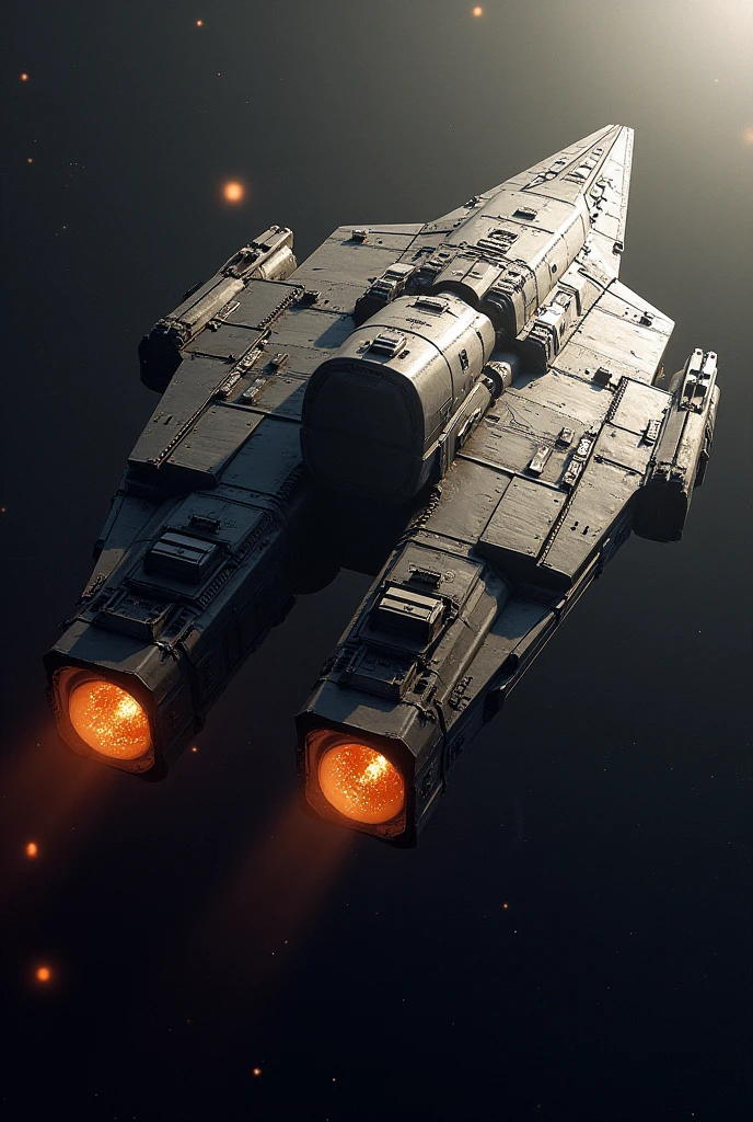 Generate a heavy cargo spaceship in orange
