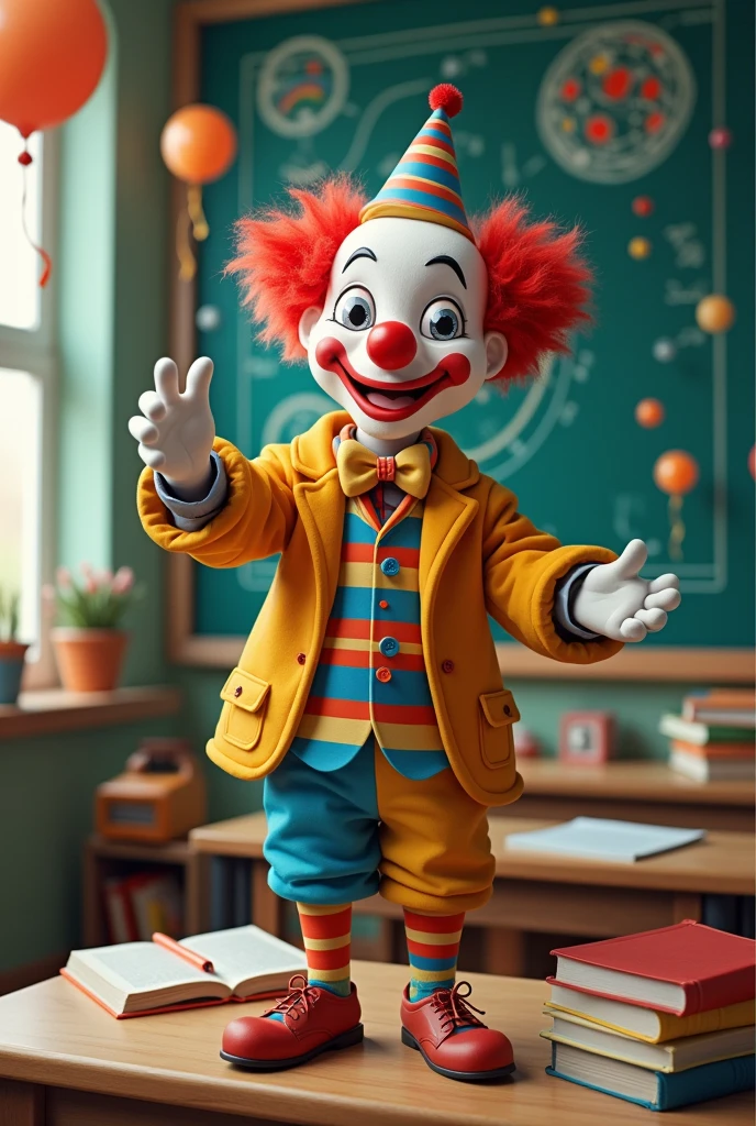 Cute clown as a teacher