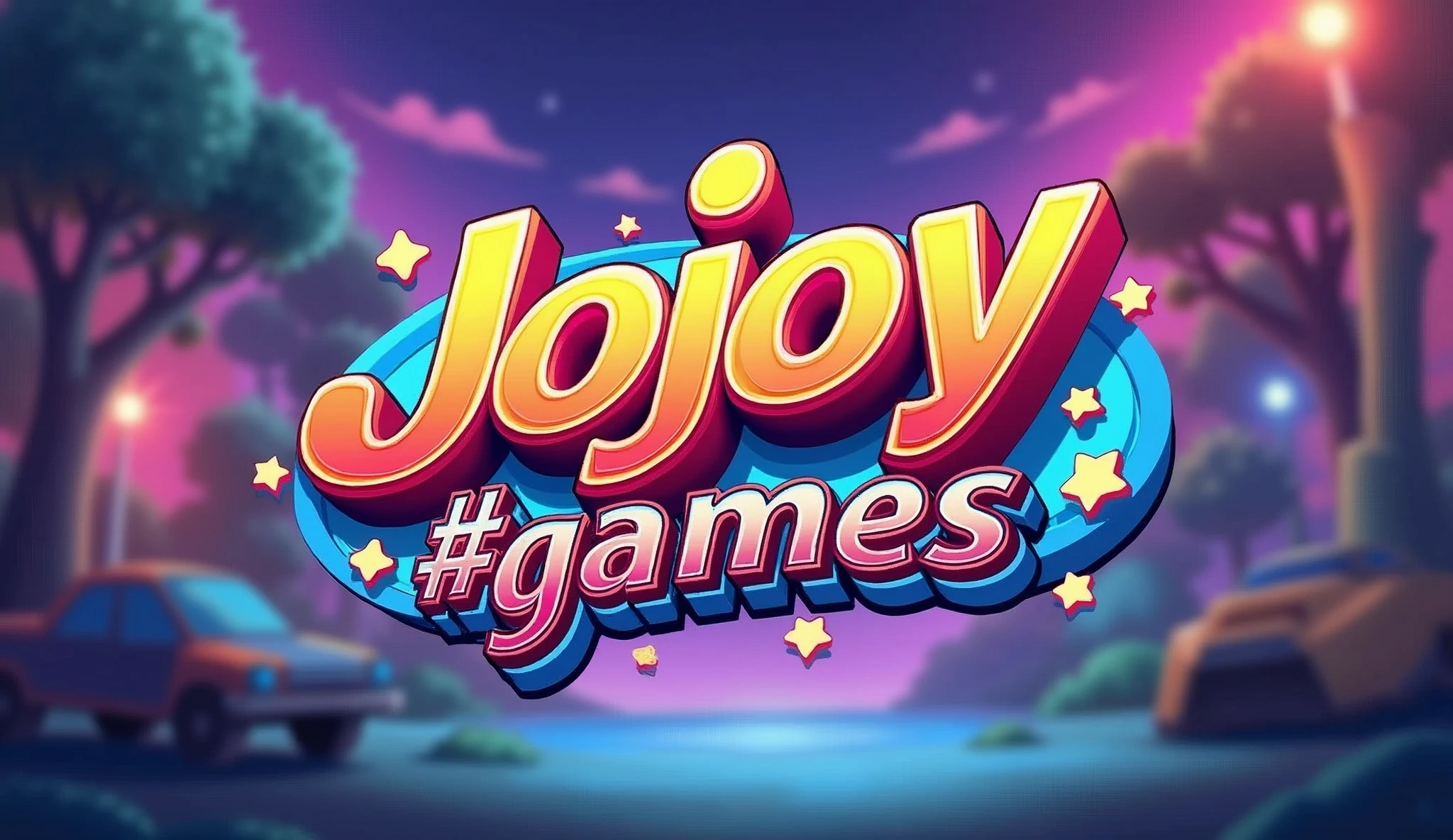 A high-quality, eye-catching YouTube channel logo, playful and dynamic in composition, featuring the channel name "Jojoy #games" in an anime art style, perfect for gamers