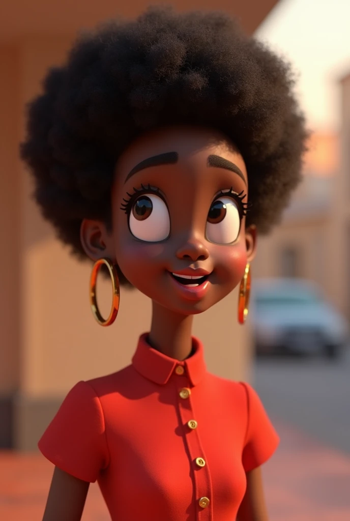 Cartoon character of a Black woman wearing a red blouse, animation character, stylized character, animation style rendering, 3d stylized, Arnold Maya rendering, Stylized 3D rendering, toon render screenshot, 3d character, 3d character, Stylized 3D rendering, 3D character rendering, cartoon character, Personagem de close up, character posing, (Pixar-style) (master part:1.2) (bokeh) (best qualityer) (skin detailed) (detailed texture) (8k) (Argilla) (cinematic lighting) (sharp focus