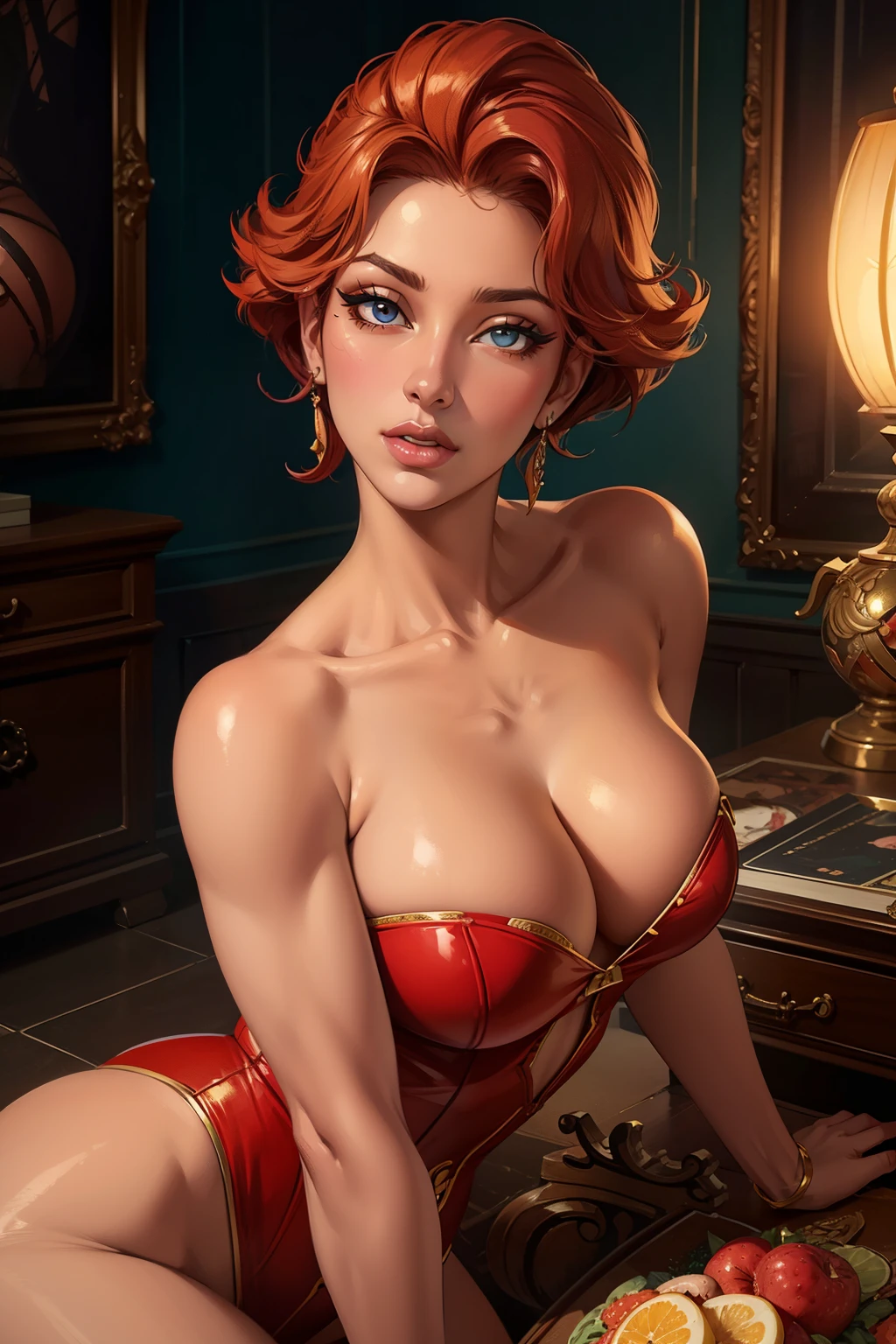 beautiful detailed eyes, beautiful detailed lips, extremely detailed eye and face, long eyelashes, retro style, vintage style, glamourous, pin-up girl, sexly, 比基尼, high qualiy, 4K, photorrealistic, ultra detali, swirly vibrant colors, dramatic lighting, dramatic pose, dynamic composition, cinematic, oil painting, digitl art, work of art