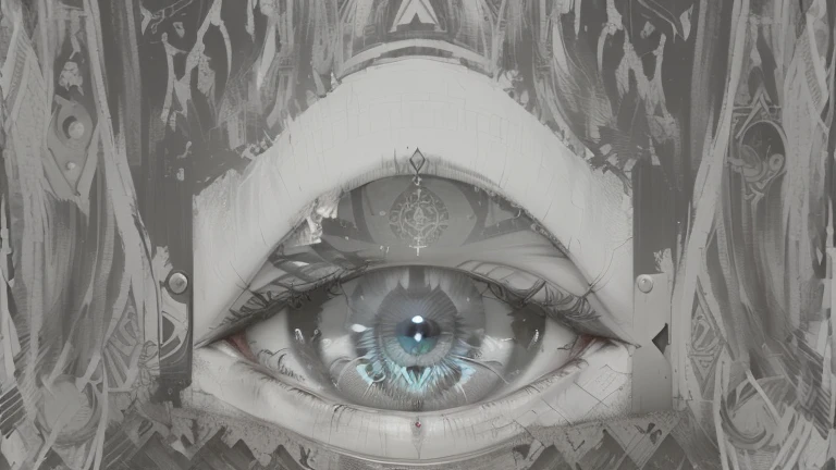 a close-up of a black and white photograph of a window, abrindo o third eye, wedjat eye, THE EYE THAT SEES EVERYTHING, Índia third eye tika, third eye no middle of the forehead, third eye, middle of the forehead, Hidden silver mask of full face, very grainy image, ( THE EYE THAT SEES EVERYTHING ), Índia tika third eye, vhs screenshot, THE EYE THAT SEES EVERYTHING