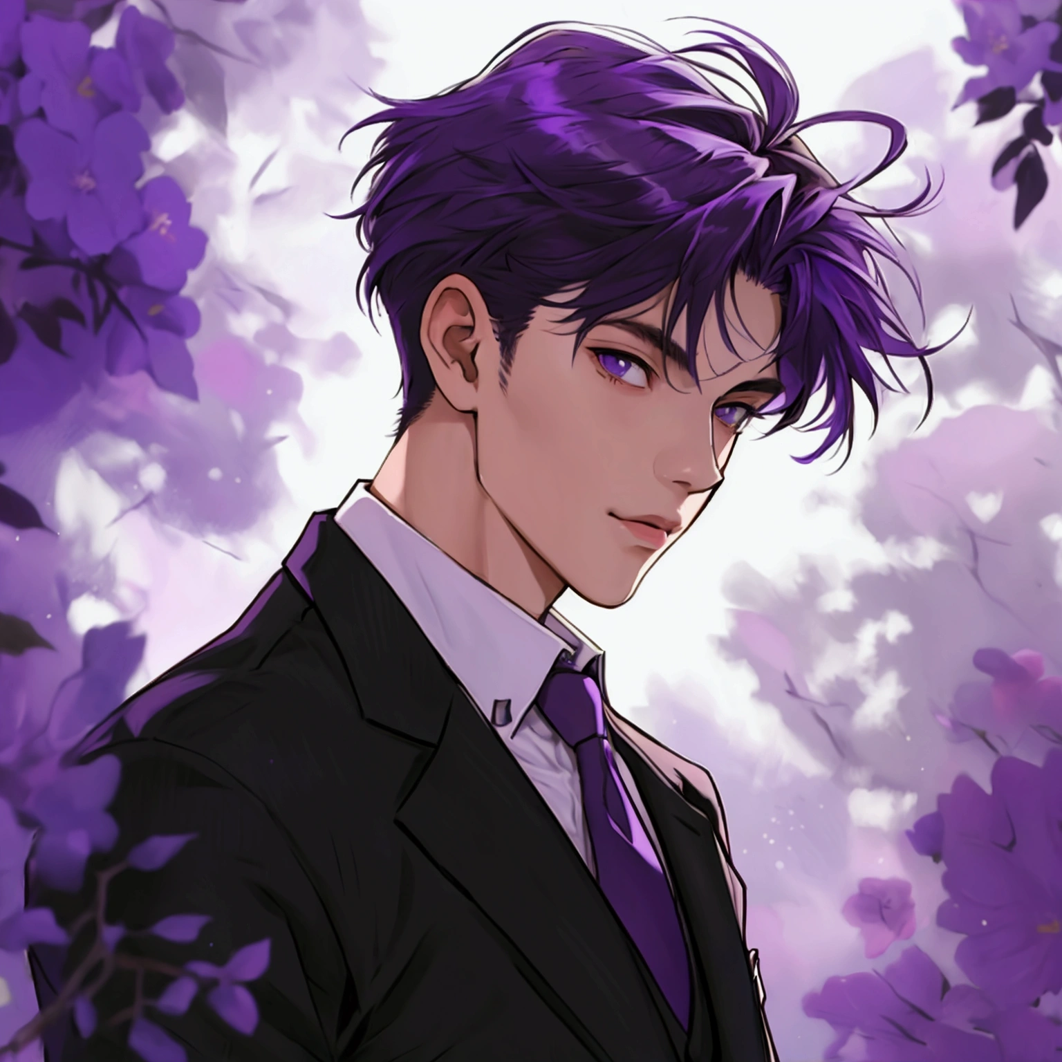 high quality、Purple Hair、business suit、One Man、25-year-old young man