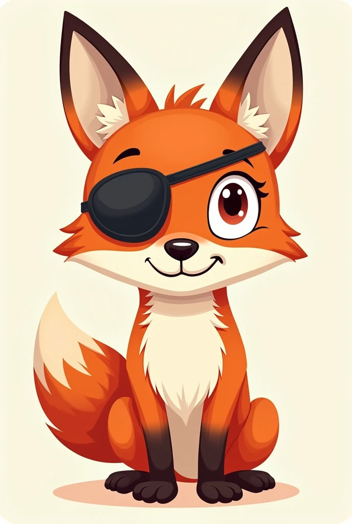 a cartoon drawing of a red fox wearing a black eye patch on its left eye