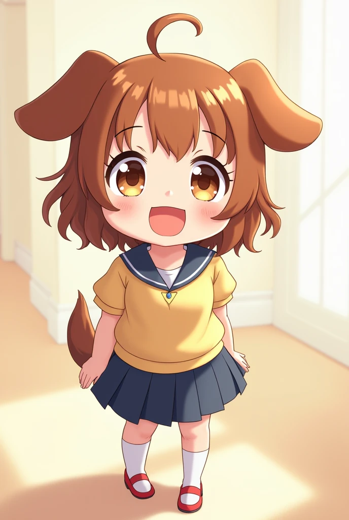one girl, cute, dog ears, smile proudly, obedient, anime style