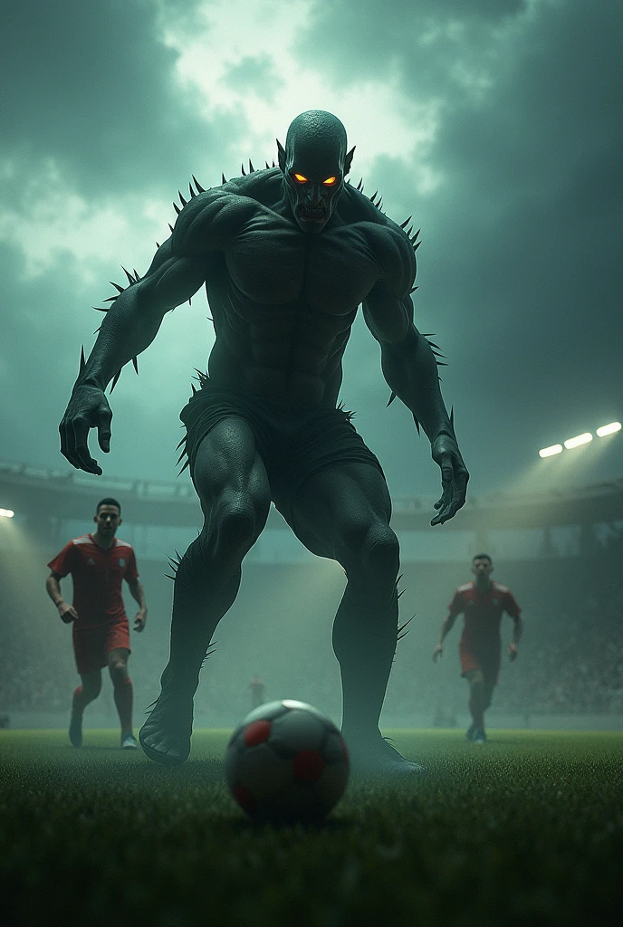 Malevolent in a male version playing soccer