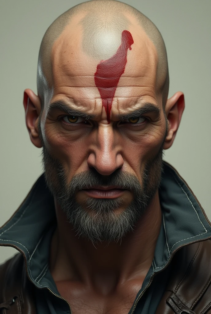 Man with a scar on his bald head