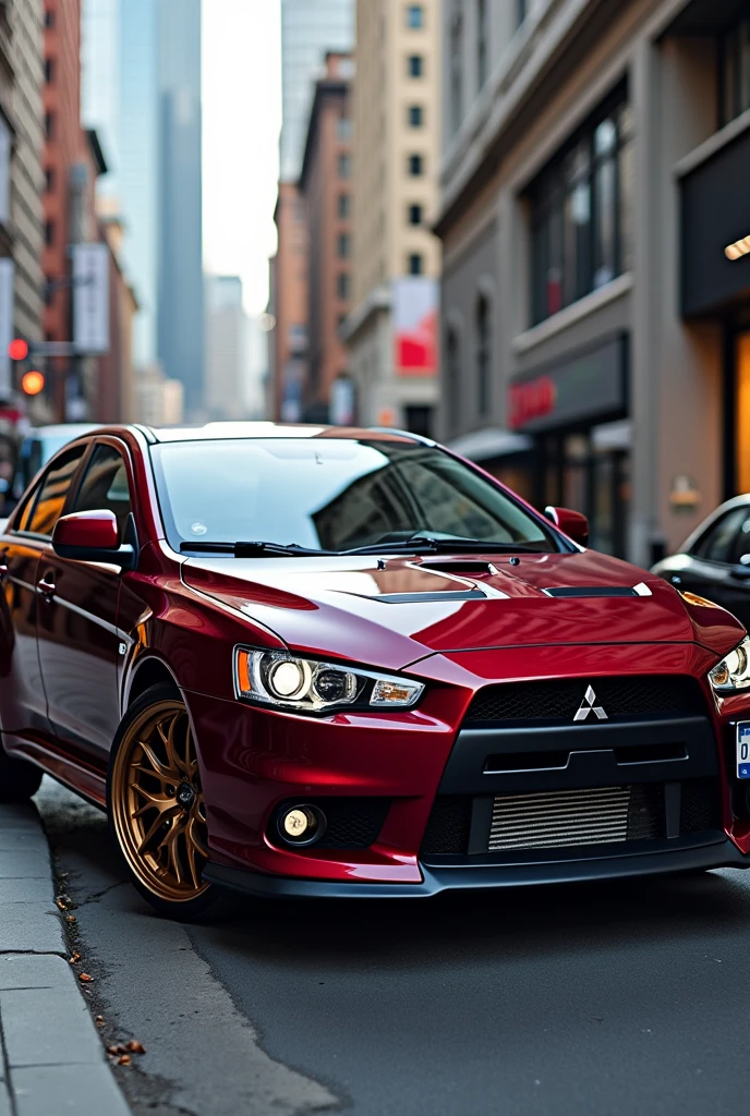 Mitsubishi 3-door burgundy with bronze rims