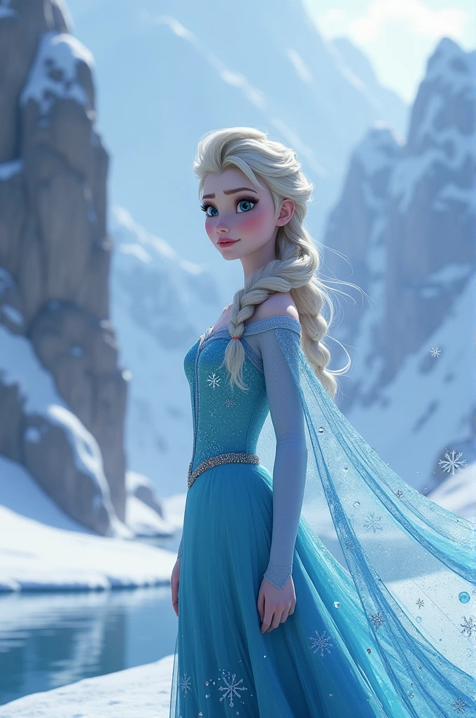 The character Elsa from Frozen in a realistic form