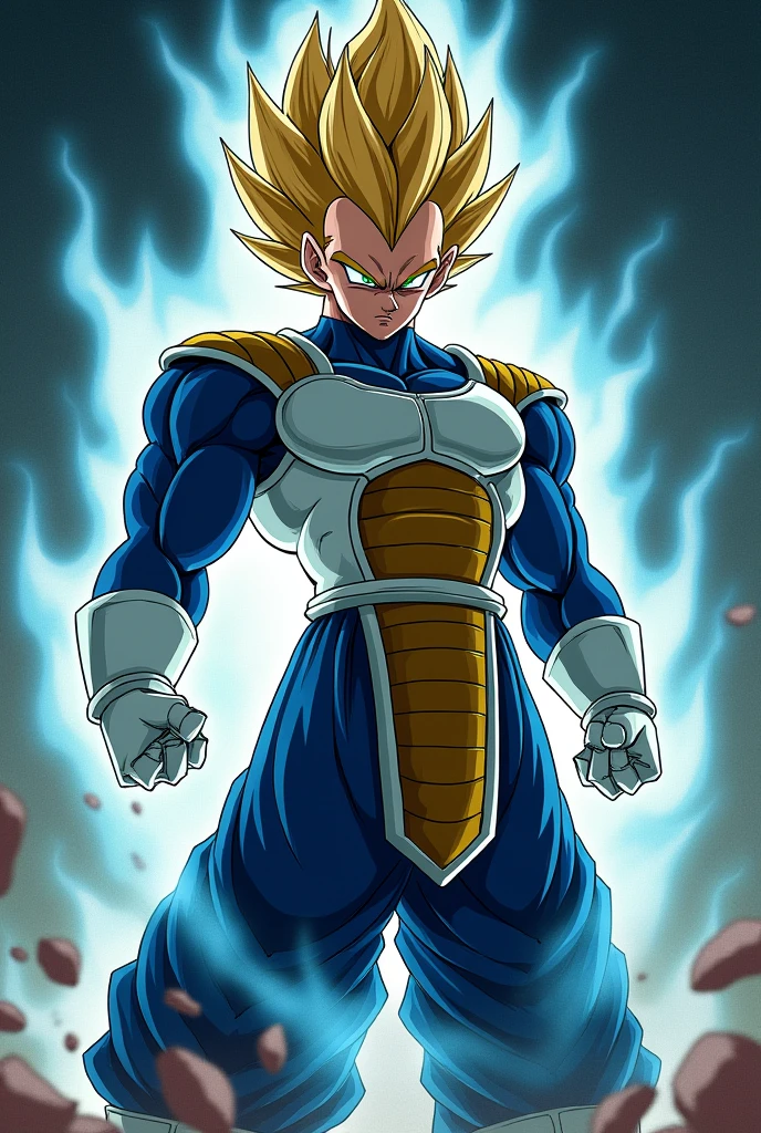 Draw Vegeta in the style of YuYu Hakusho.