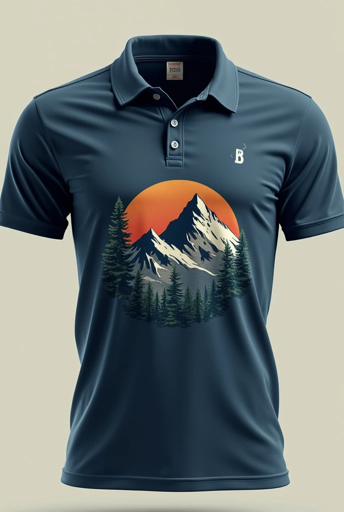 Polo shirt with mountain logo and back