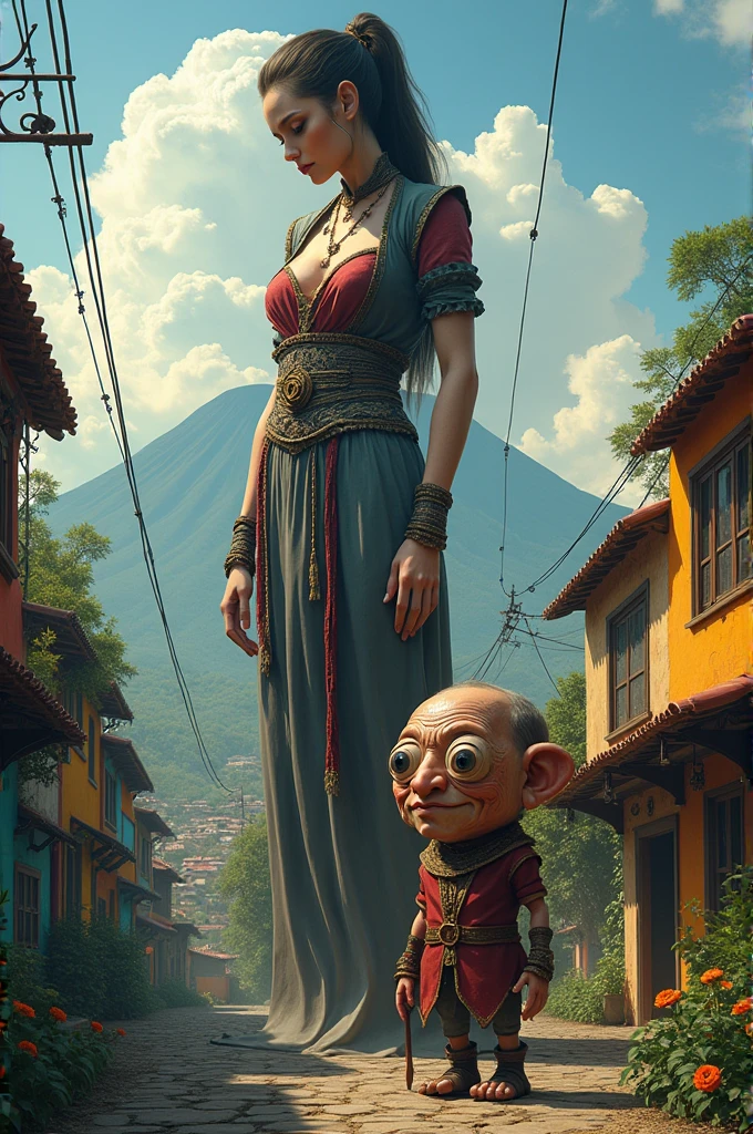 The giantess and the big-headed dwarf in Granada, Nicaragua drawing 