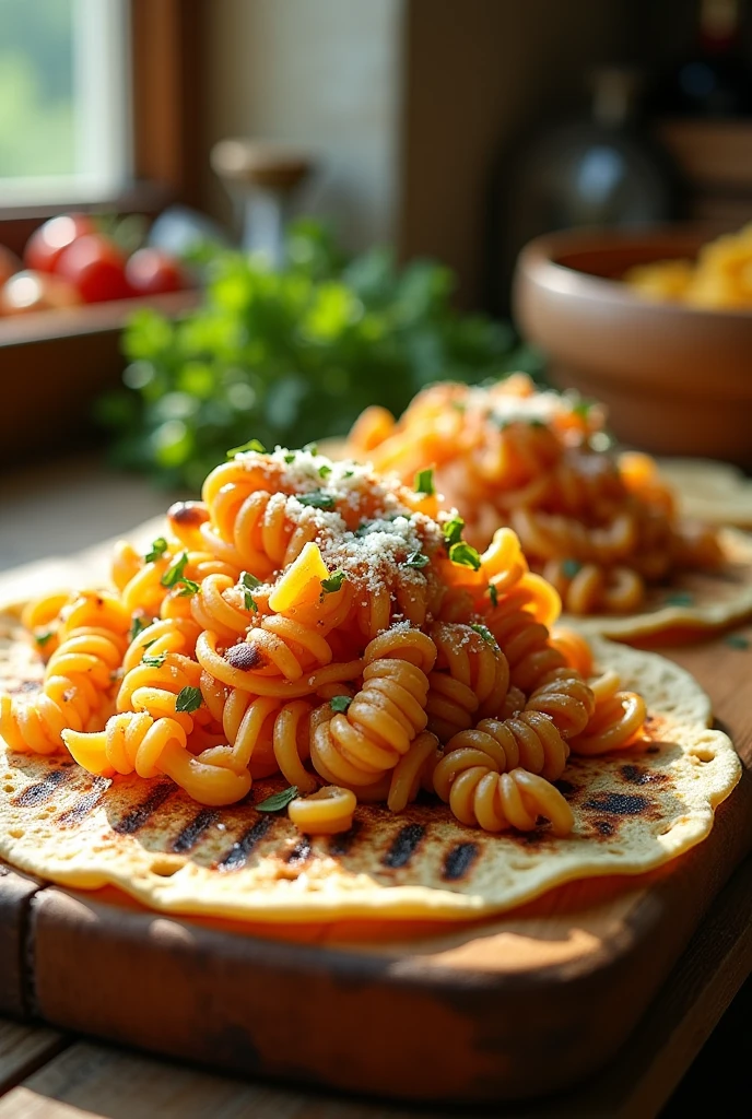 Tortillas with pasta
