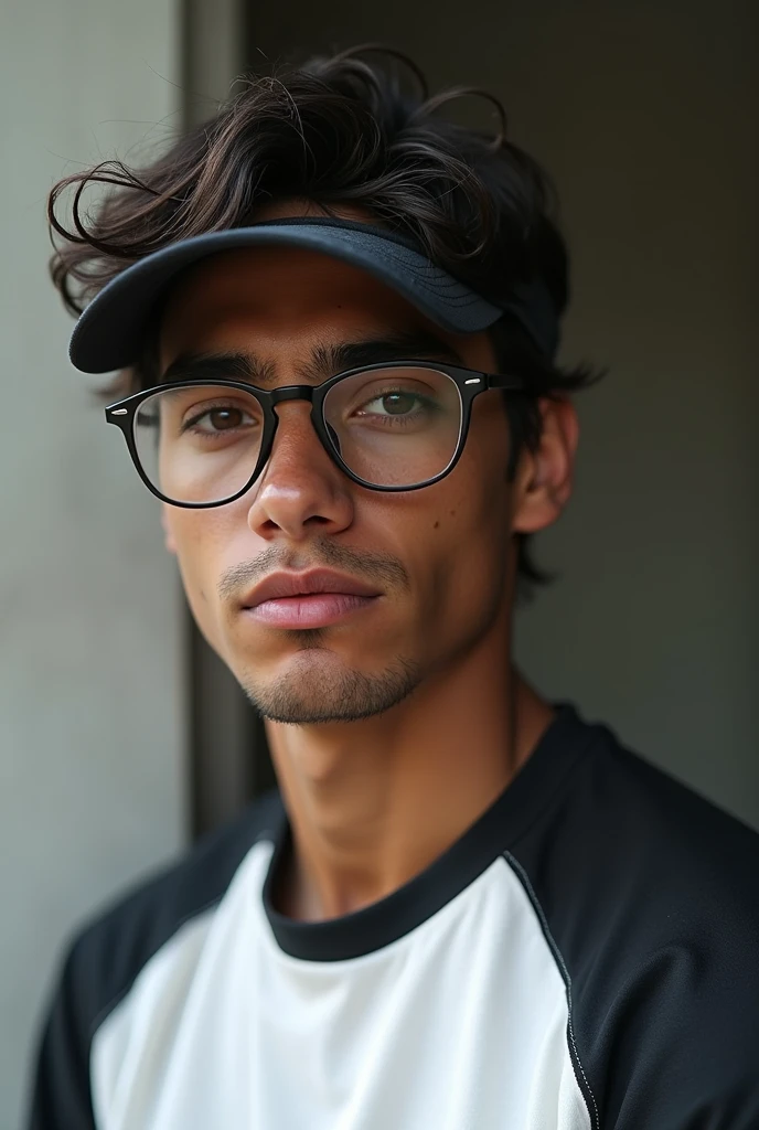 You can generate an image of a guy who is not so handsome, more or less in appearance of medium brown skin, and the image has 360p quality , that has brown eyes That wears white sportswear combined with black That has medium straight and slightly wavy hair That has more texture in his skin, that it's not so smooth, as if it has a more textured skin.
That the lips are not so pretty., that the cupid's bow is not so defined that he wears a cap
That he looks like a real person
That the boy's age is 25
With dark glasses
That he does a pose like a sterik type, that their face is not fully visible and that their face has some imperfections like a few wrinkles, small pimples, and that they are few , only part of it, that he is not looking so much forward, meaning that it looks