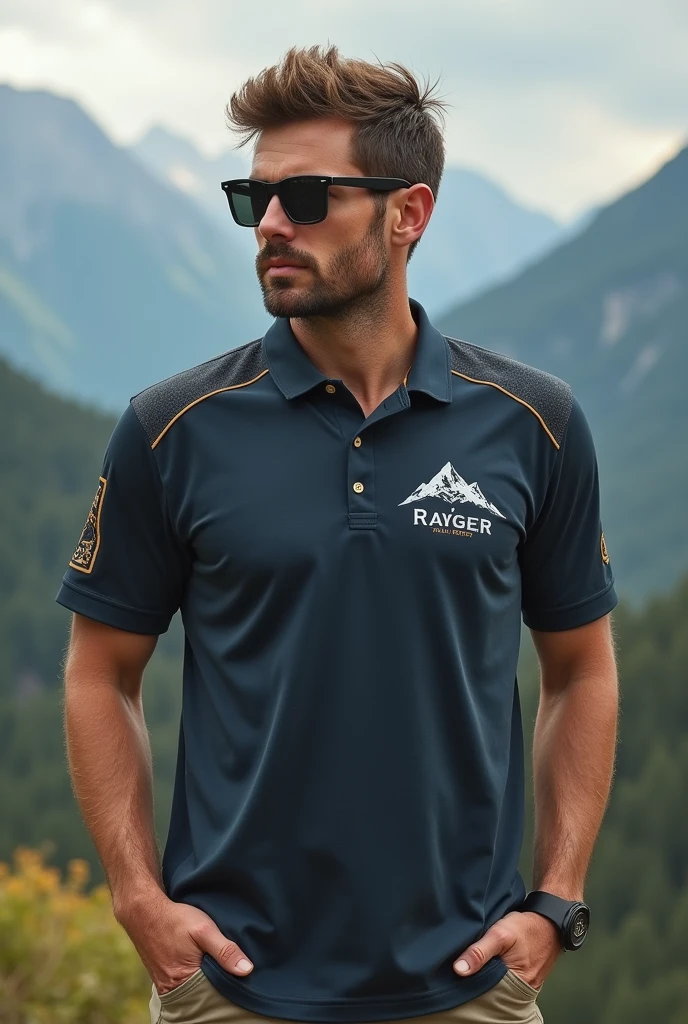 Polo shirt with mountain logo