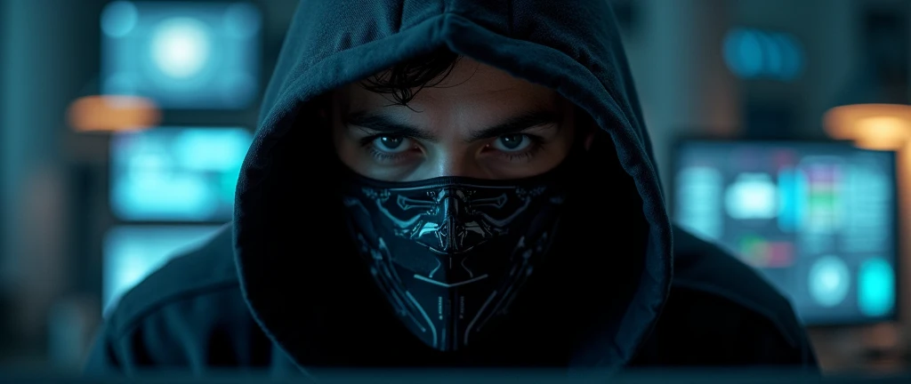 face of a hacker with his mask