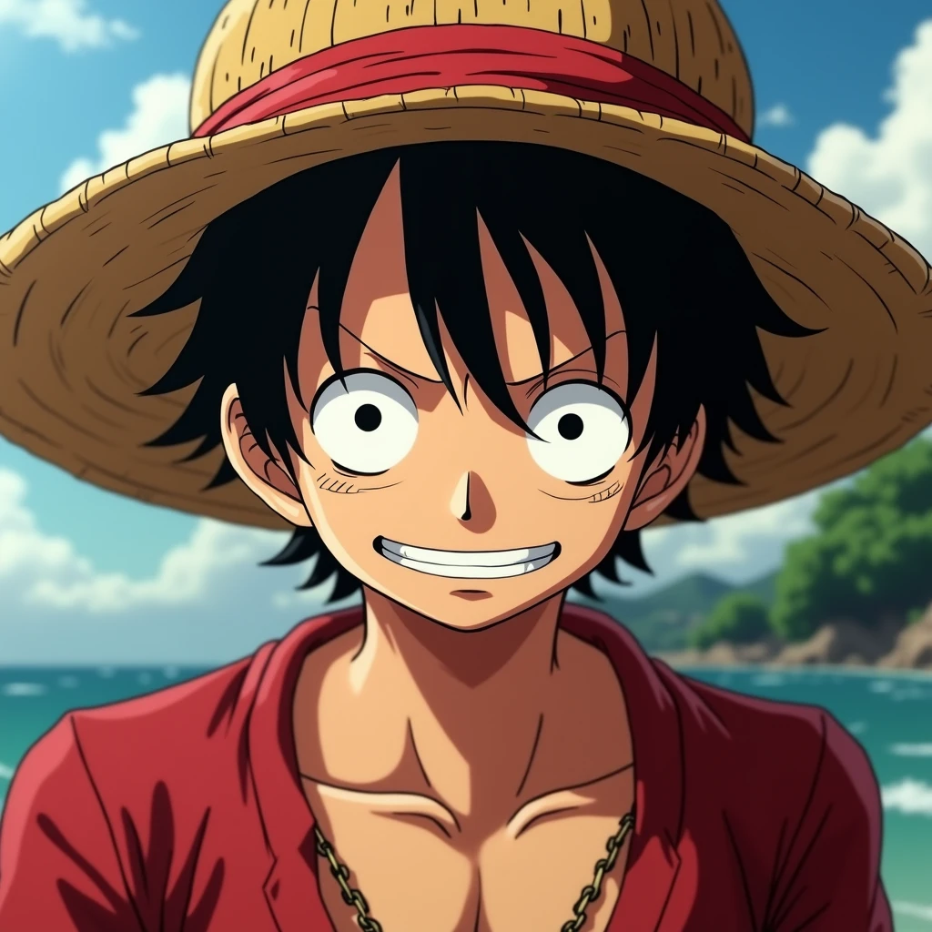 Portrait of Monkey D. Luffy from ONE PIECE, Japanese anime, anime character, realistic human, raw photo, high-definition, photography, ultra-photorealistic, style with Nikon D850, focusing on realistic details and expressions, –ar 9:16 –v 6.0