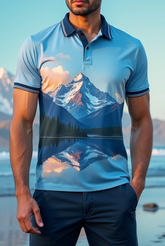 Polo shirt with mountain logo
