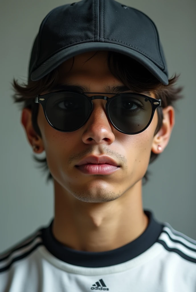 You can generate an image of a guy who is not so handsome, more or less in appearance of medium brown skin, and the image has 360p quality , that has brown eyes That wears white sportswear combined with black That has medium straight and slightly wavy hair That has more texture in his skin, that it's not so smooth, as if it has a more textured skin.
That the lips are not so pretty., That the cupid's bow is not so defined that he wears a cap
That he looks like a real person
That the boy's age is 25
With dark sunglasses
That he makes a pose like a sterik type, that their face is not fully visible and that their face has some imperfections like a few wrinkles, small pimples, and that they are few , only part of it, that he is not looking so much forward, meaning that it looks