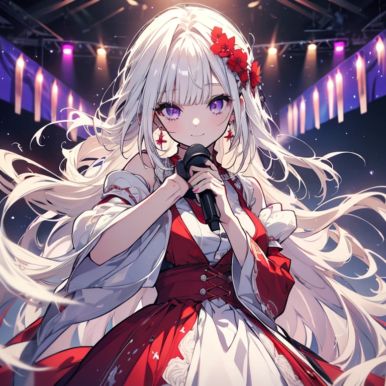 absurderes、ultra-detailliert、masterpiece、top-quality、BREAK、Official art、(Beautifully Aesthetic:1.2)、(watercolor paiting:Curly)、BREAK、Devilish Pretty Girl 1.2、a beauty girl、(kawaii:⒈3)、sixteen years old、BREAK、((Red and white hair color:1.4))、BREAK、striated hair、((Random hairstyle:1.2))、(Splash)、(フラクタルアート1.3)、BREAK、Cat's ears、A sexy、(Ultra-detailed hands and fingers:1.2)、BREAK、(Carefully written hands and fingers)、((White Blazer、Open Chest Dress((colourfull)):1.2))、BREAK Mini Skirt、((heterochromia iridis、BREAK、Variegated eyes))、BREAK、Since a while ago:1.2、randome pose、BREAK、((stick out buttocks))、shyly smile、red blush、Happy smiling face、BREAK、Look at viewers、((Cute with super complex embroidery pattern((blanche))lace string panties:1.2))、BREAK、((AI Concert:1.4))、BREAK、BREAK、Neon glowing lighting on ultra detailed background、BREAK、(Get the best professional stage backgrounds:1.2)、BREAK、profetional lighting、BREAK、Singing with microphone in hand、((Panchira:1.2)) Skirt Lift Up:1.2、Fan Service
