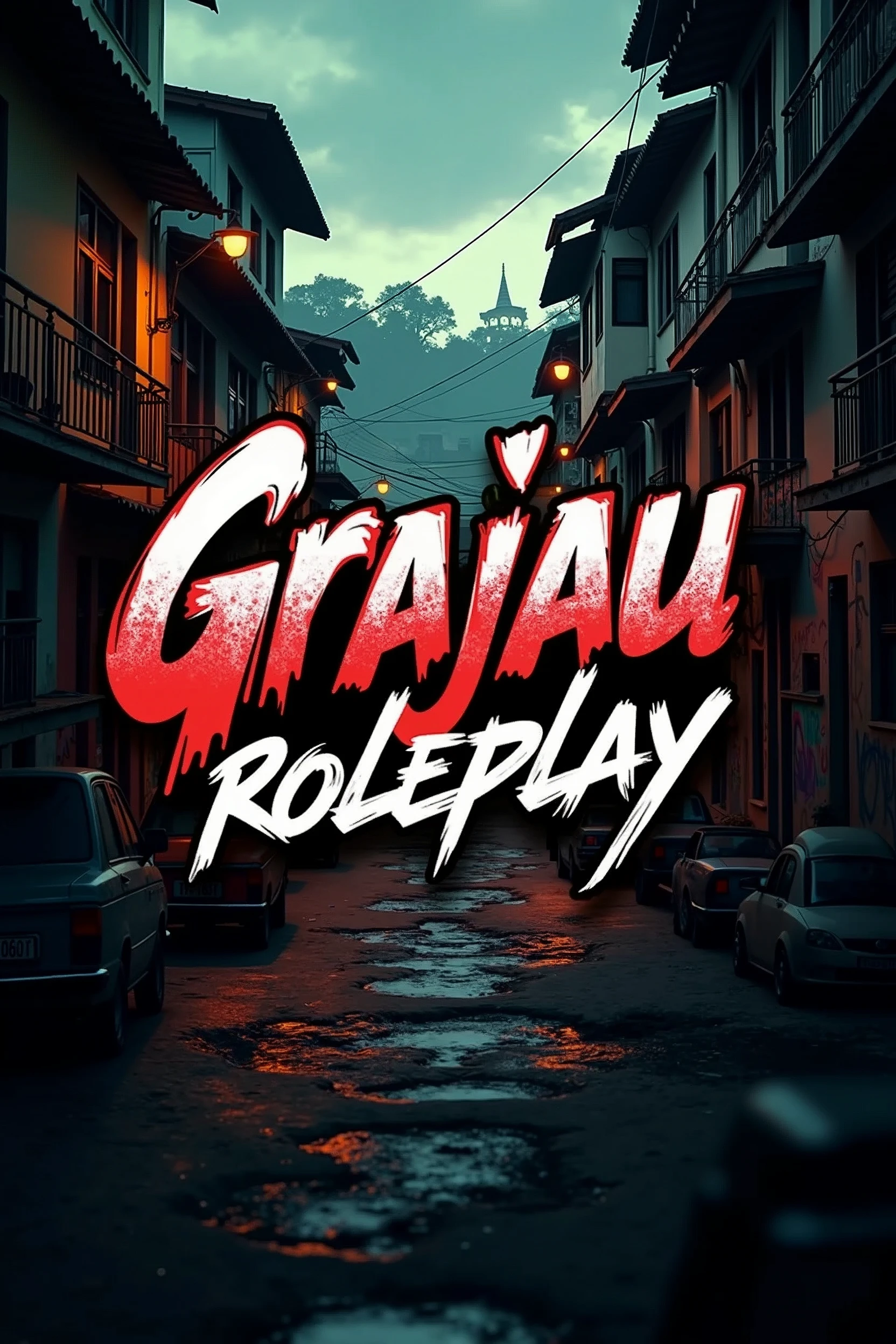 Create a GTA logo with the name "Grajau Roleplay" with favela image and improve the spelling of the city name