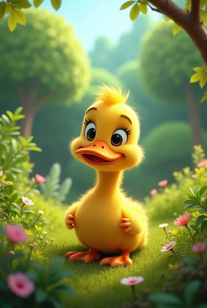Animated Duck, greenery background,Channel logo