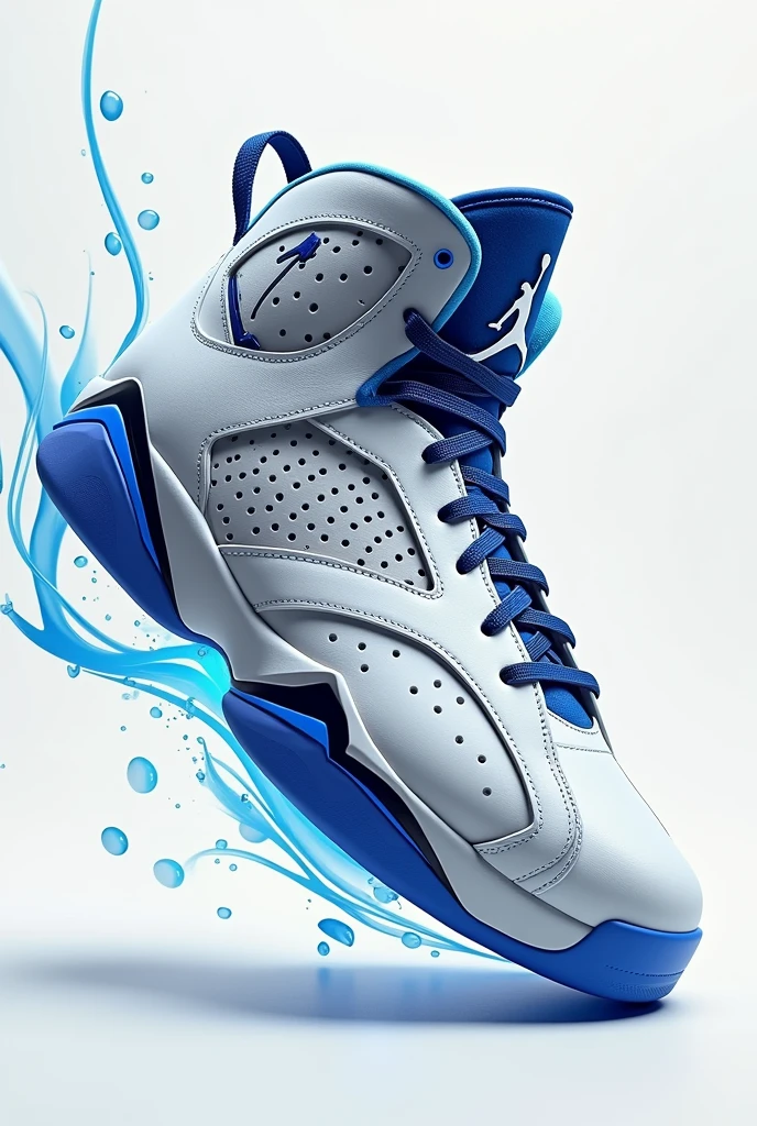 Create a white, blue, and black sneaker like the Air Jordan 7 VortexRun 