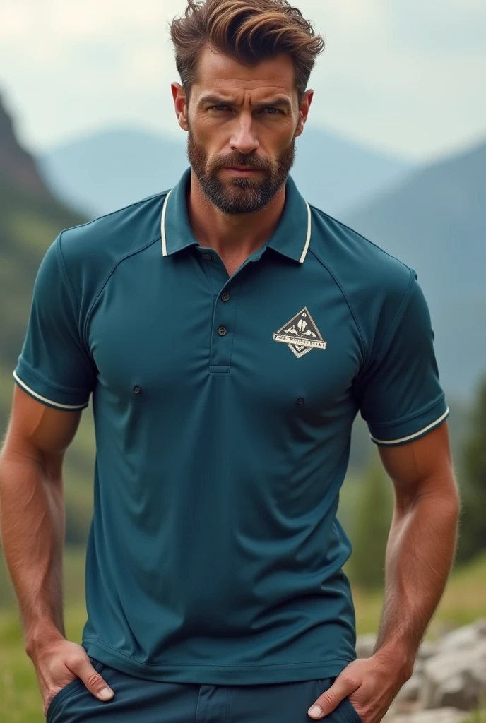 Polo shirt with mountain logo
