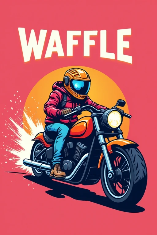 Pink logo related to waffles and motorcycles