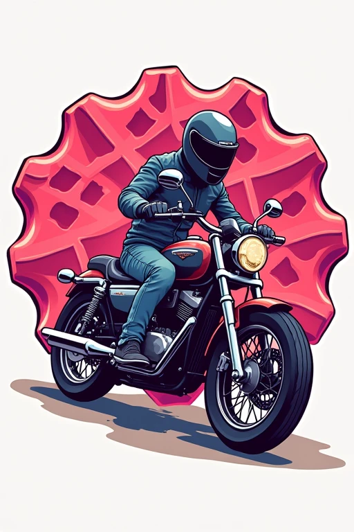 Pink logo related to waffles and motorcycles