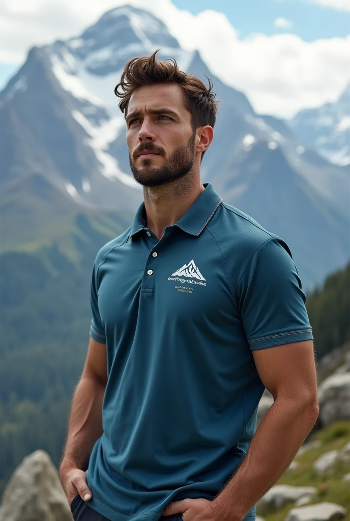 Polo shirt with mountain logo