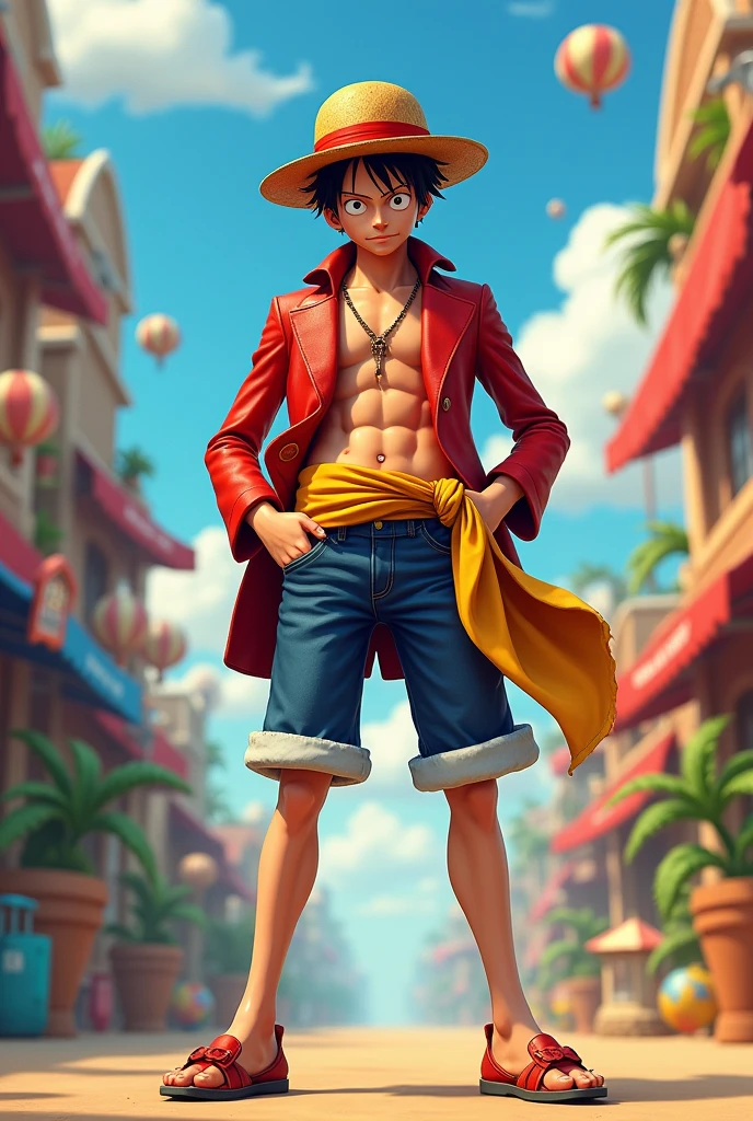 Luffy con traje de ellen joe