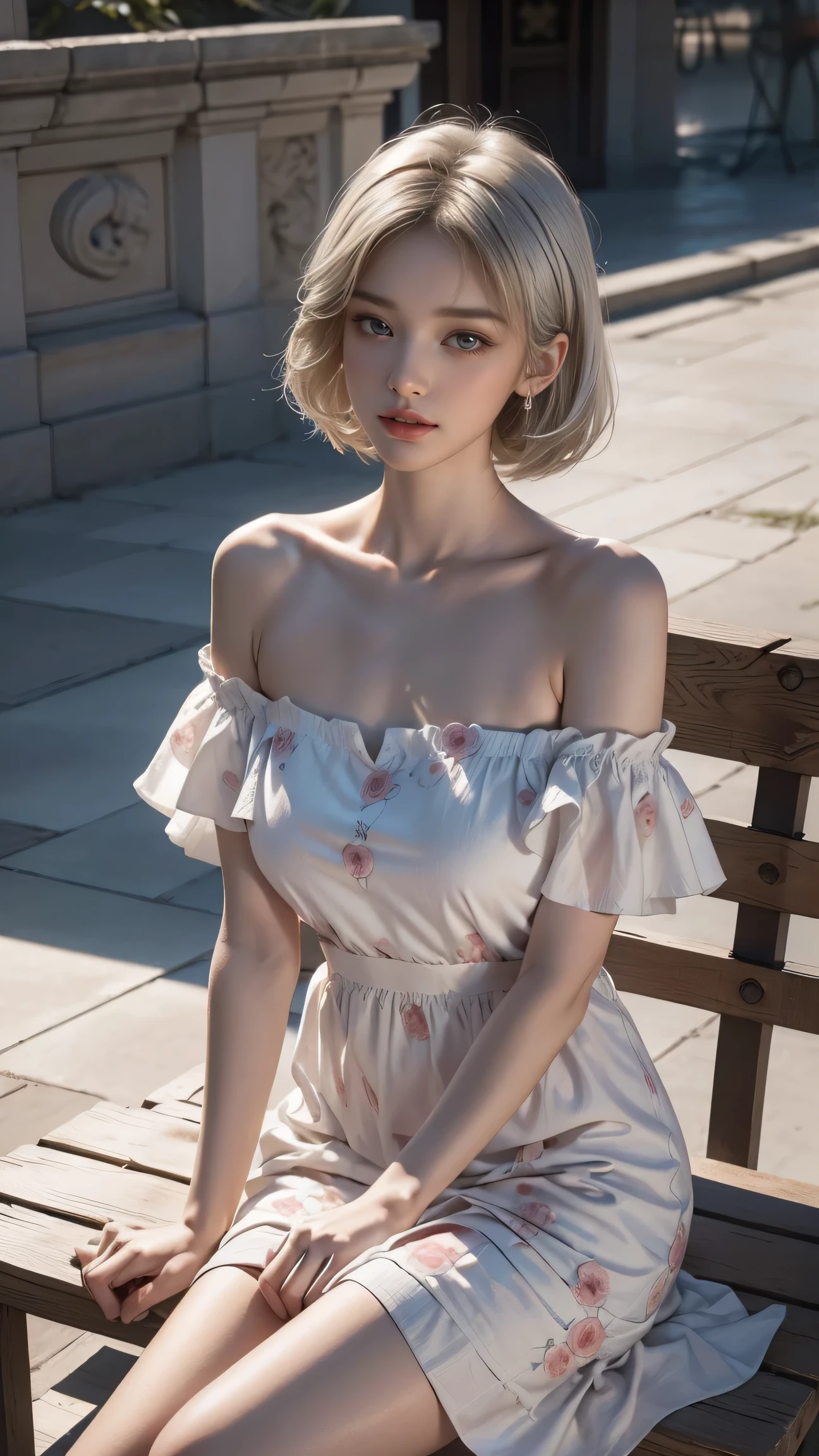 (Masterpiece: 1.2, Best Quality), Realistic, (Realistic Picture, Complex Details, Depth of Field), Best Quality, Masterpiece, Highly Detailed, Semi Realistic, 1 Girl, Mature Female, 21 Years Old, Blond Hair, Shoulder length Short Hair, Left Eye Covered with Hair, Blue Eyes, King's Clothes, Red Cloak, Slim Figure, Crown Made of Precious Gold, Reading Documents, Marking Documents, Goose Hair Pen, Office Table, Soft Bench, Palace, In the palace, during the Middle Ages
