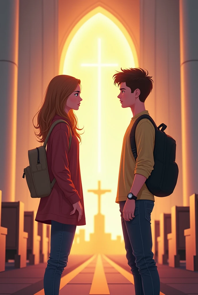 Generate me an image regarding the topic of crossroads for a youth worship service in a church that is youthful and professional., When there are grudges, then there is reconciliation, something more eye-catching and youthful