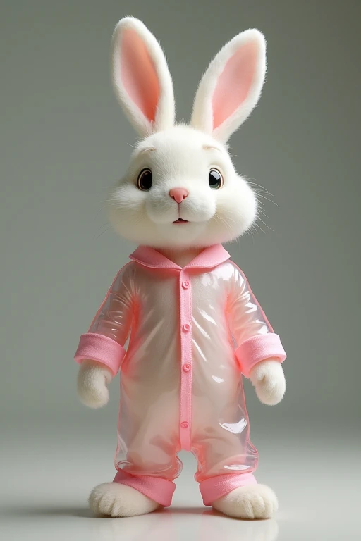 Humanoid bunny in transparent pajamas
