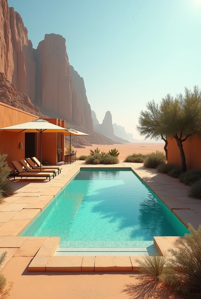 Image of a swimming pool in the desert