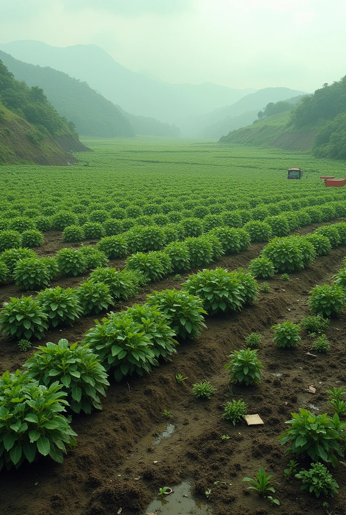 An agricultural field with unsustainable practices