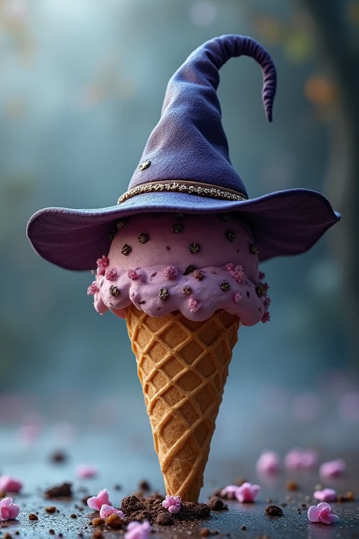 Waffle cone with a witch hat 