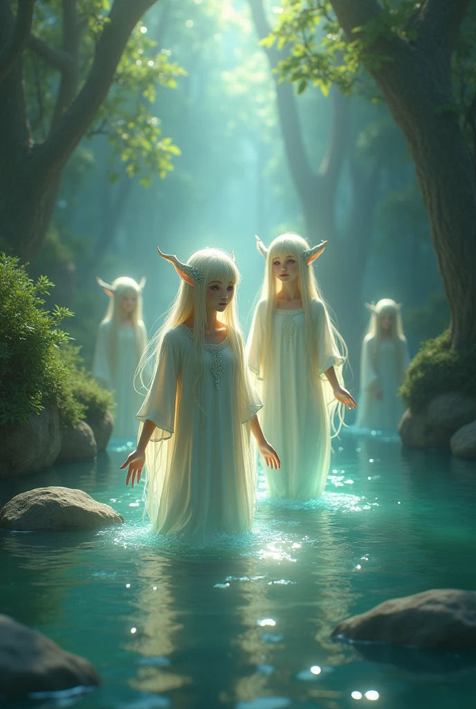 The image of those who emerge from the river with a shining light. They should have a magical and friendly appearance. Those who