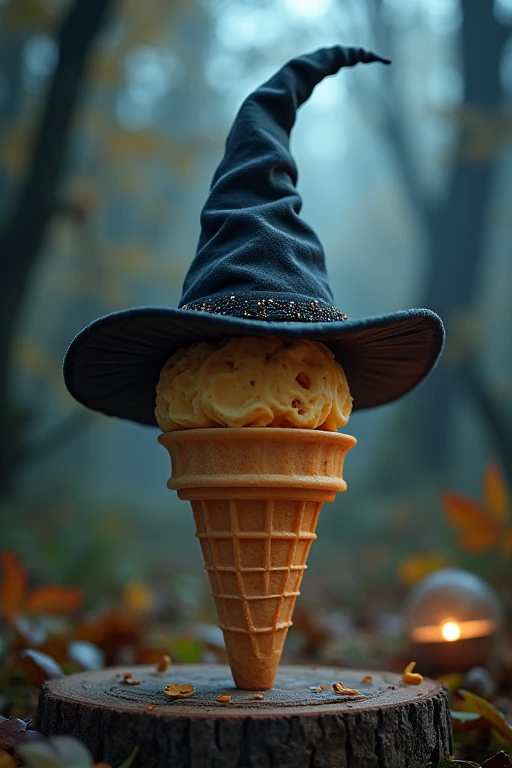 Waffle cone with a witch hat