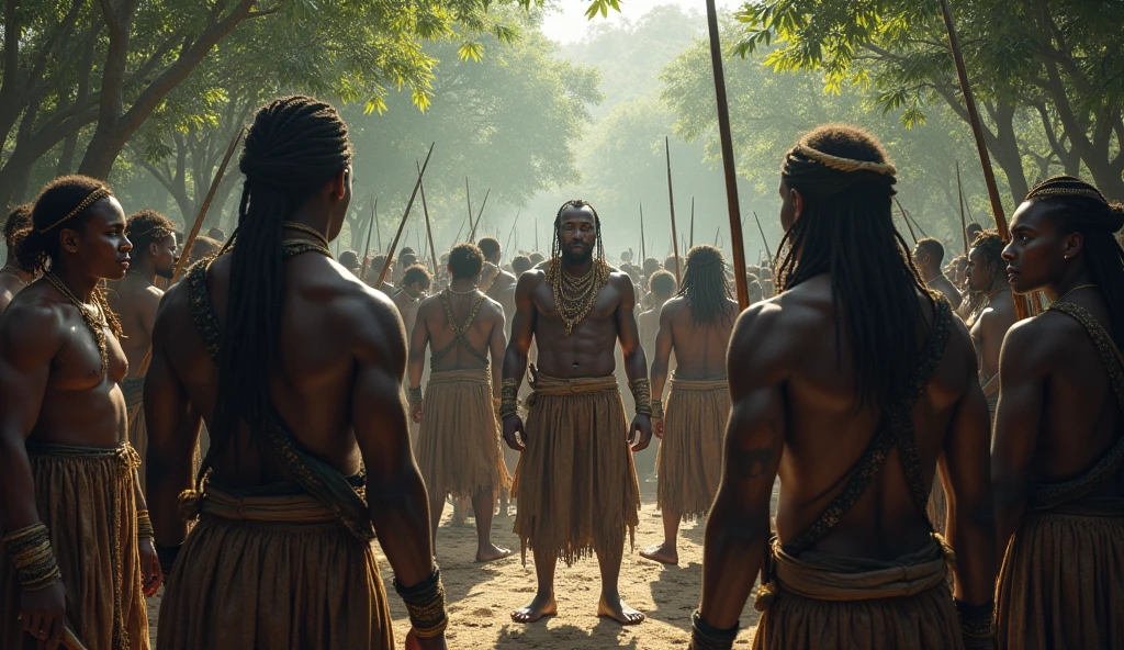 Birsa’s Teachings and Revival of Culture**
- Birsa is seen in a peaceful setting with the tribal community, teaching them about their traditional religion and cultural practices. The scene captures a sense of cultural revival, with people performing rituals, dances, and other traditional practices, guided by Birsa's wisdom and leadership.